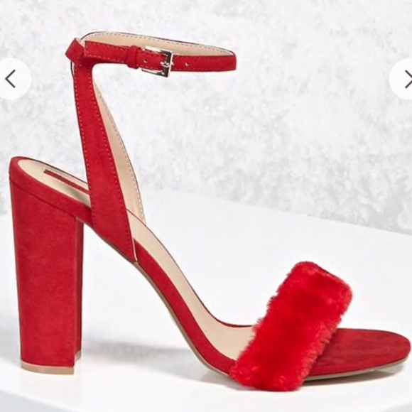 Forever 21 red fur heels - Picture 2 of 4
